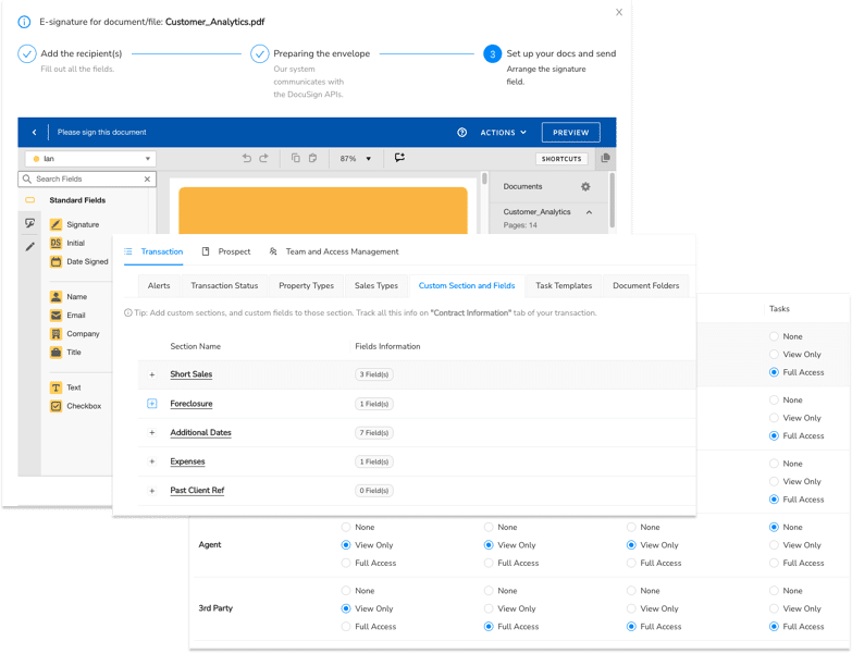 Advanced and customizable transaction tool dashboard